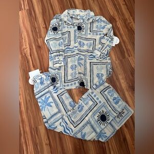 NWT Violet Sky boho beach patchwork swimsuit cover up set